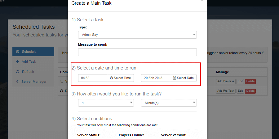 Date and Time locations on the Add Task Form.